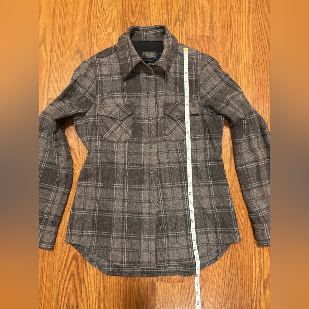 Pendleton Brown and Gray Plaid Wool Shirt Jacket - size S - Picture 5 of 12